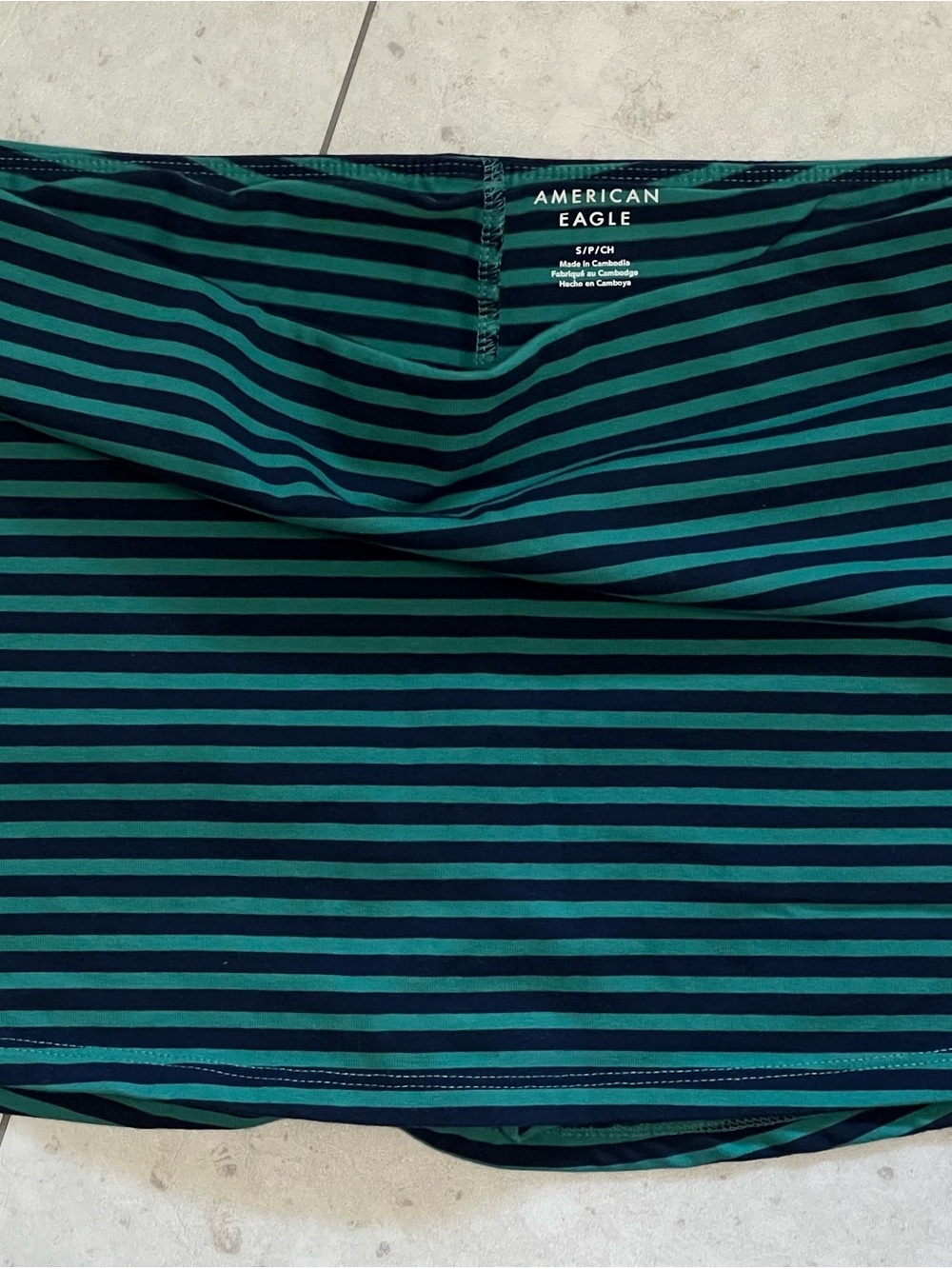 American Eagle Outfitters Women’s Teal and Navy Horizontal Stripe Mini Skort
